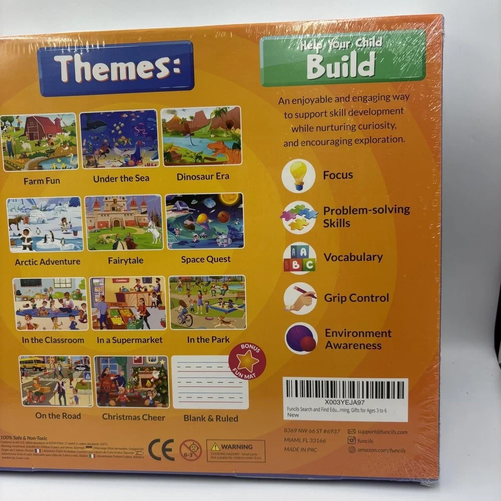 Funcils Search & Find Write & Wipe Activity Mats‎ Kids 3-5 Years New Sealed